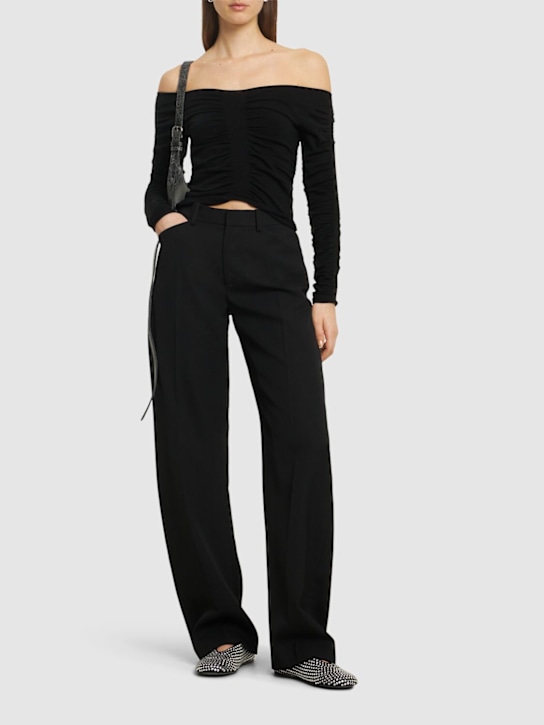 Alexander Wang: Mid rise bowed pants - Black - women_1 | Luisa Via Roma