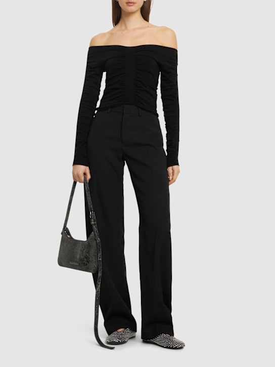 Alexander Wang: V领针织上衣 - 黑色 - women_1 | Luisa Via Roma