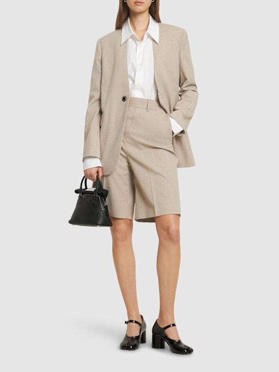 MM6 Maison Margiela: Tailored viscose blend shorts - Taupe - women_1 | Luisa Via Roma