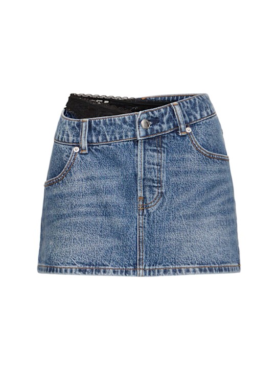 Alexander Wang: Denim mini skirt w/ underwear detail - women_0 | Luisa Via Roma