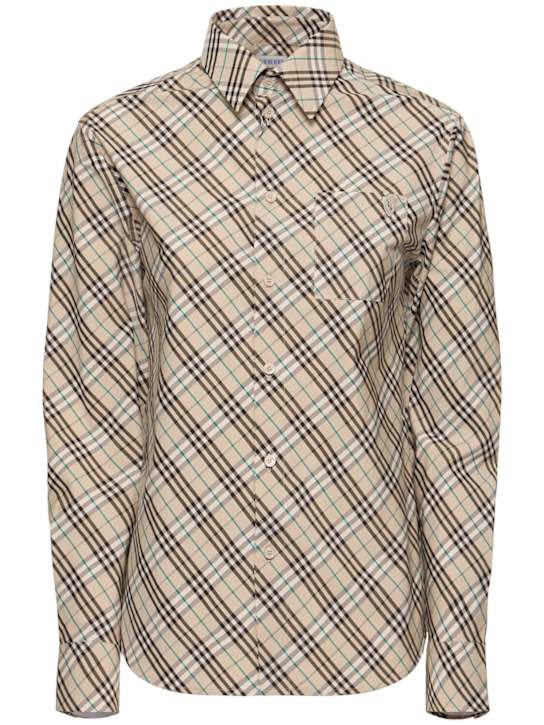 Burberry: Camicia in popeline di cotone check - women_0 | Luisa Via Roma