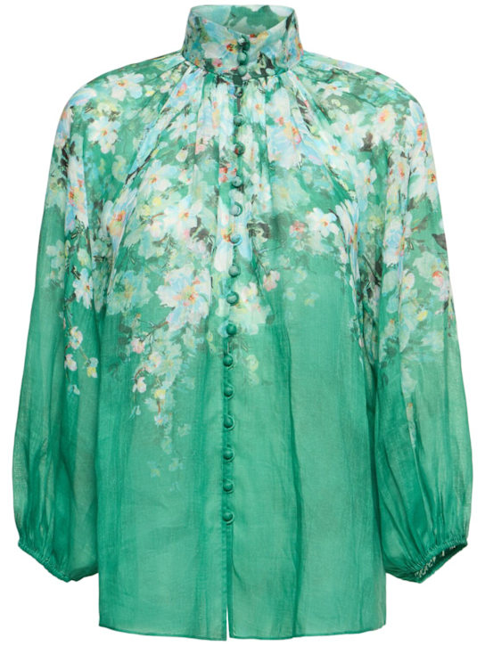 Zimmermann: Everley printed shirt - Green/Multi - women_0 | Luisa Via Roma