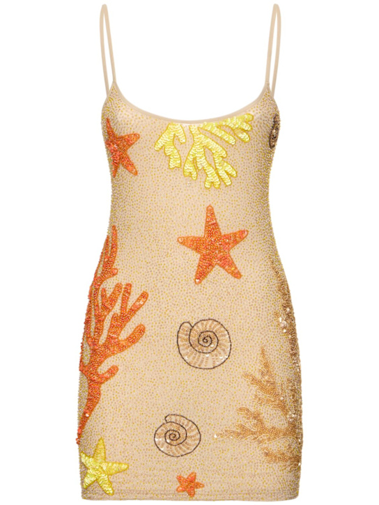 Leslie Amon: Seashore hand-beaded mesh mini dress - women_0 | Luisa Via Roma