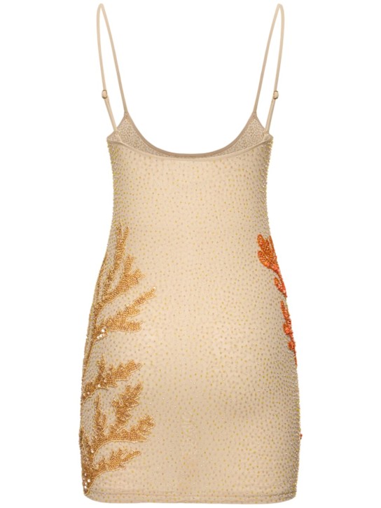 Leslie Amon: Seashore hand-beaded mesh mini dress - women_3 | Luisa Via Roma