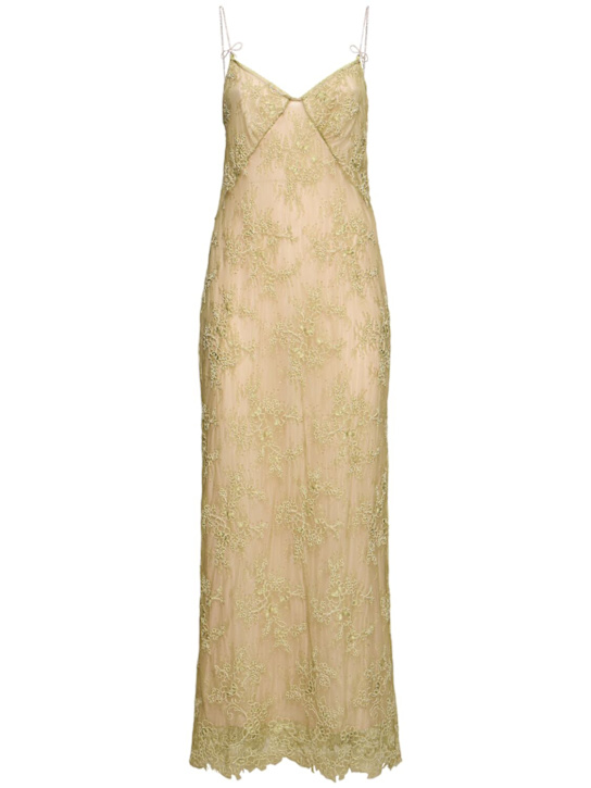 Blumarine: Rebrodé lace slip dress - women_0 | Luisa Via Roma