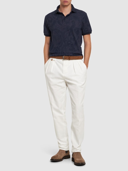 Etro: Roma paisley cotton polo - men_1 | Luisa Via Roma