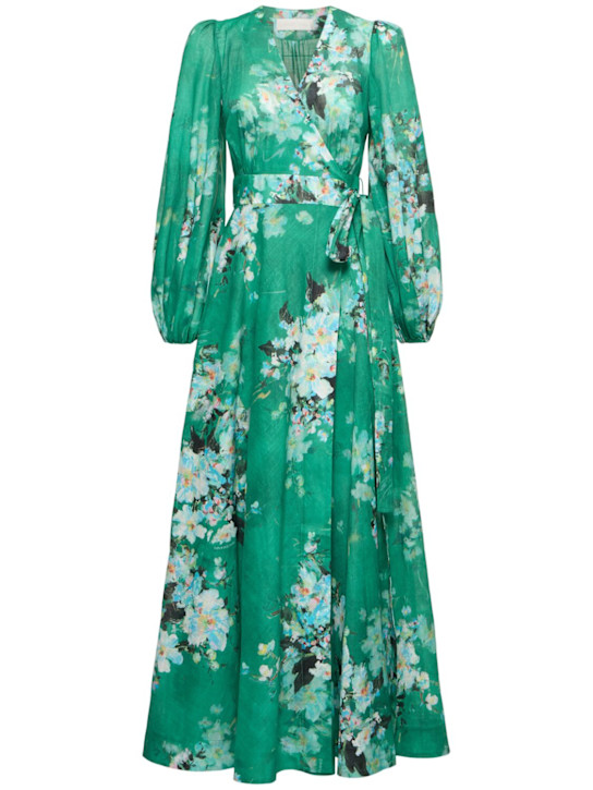 Zimmermann: Everley棉质迷笛连衣裙 - 绿色/多色 - women_0 | Luisa Via Roma