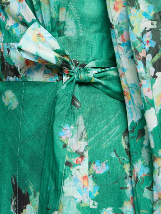 Zimmermann: Everley棉质迷笛连衣裙 - 绿色/多色 - women_4 | Luisa Via Roma