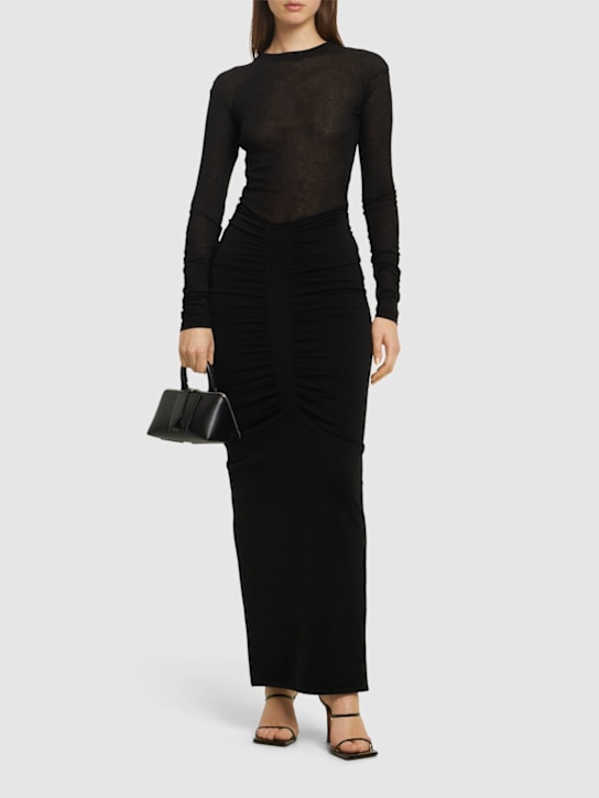 Alexander Wang: Ruched knitted maxi skirt - Black - women_1 | Luisa Via Roma