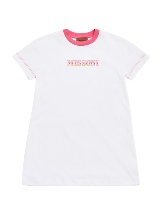 Missoni: Vestito in jersey di cotone stampato - Bianco - kids-girls_0 | Luisa Via Roma