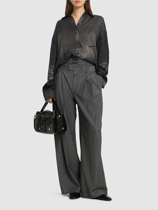 Alexander Wang: Oversize button down shirt - Grey/Beige - women_1 | Luisa Via Roma