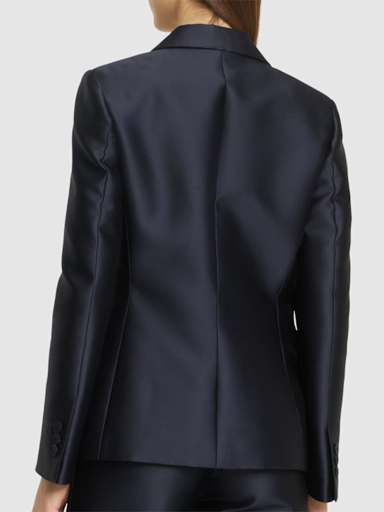 Alberta Ferretti: Mikado single breast blazer - Navy - women_3 | Luisa Via Roma