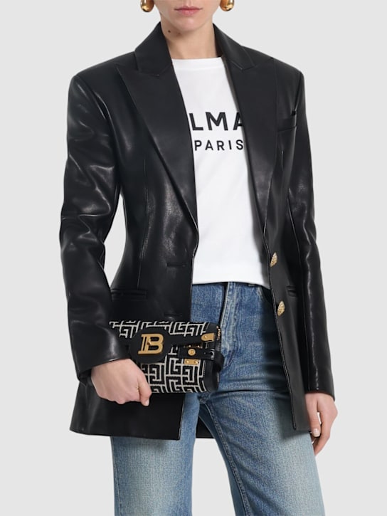 Balmain: BBuzz 23 Monogram jacquard clutch - women_1 | Luisa Via Roma