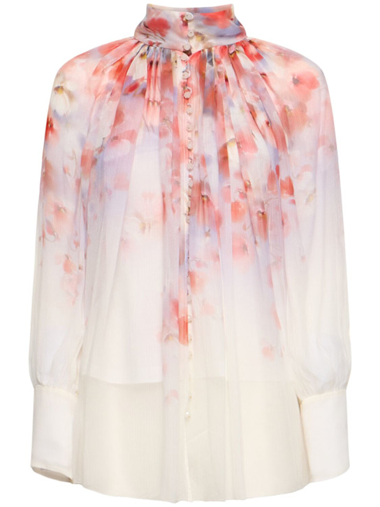 Zimmermann: Crush printed viscose shirt - Cream/Multi - women_0 | Luisa Via Roma
