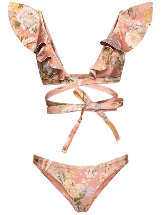 Zimmermann: Tallow printed ruffled bikini set - women_0 | Luisa Via Roma