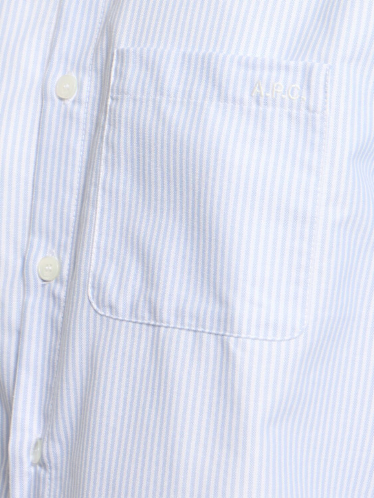 A.P.C.: Logo organic cotton boyfriend shirt - Blue - women_4 | Luisa Via Roma