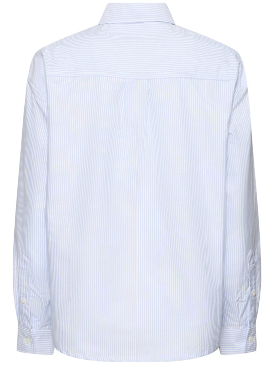 A.P.C.: Logo organic cotton boyfriend shirt - Blue - women_3 | Luisa Via Roma