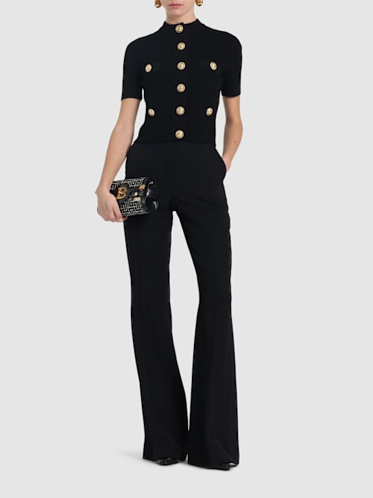 Balmain: Short sleeve viscose knit cardigan - women_1 | Luisa Via Roma