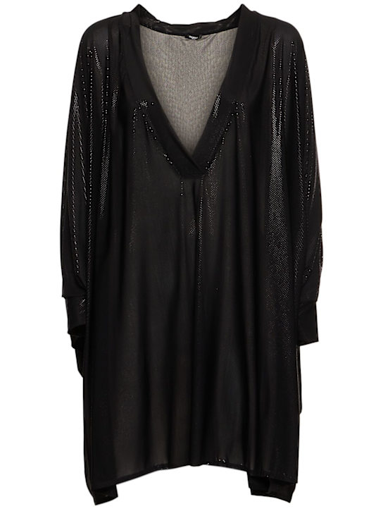Balmain: Cotton blend jersey v-neck kaftan - women_0 | Luisa Via Roma