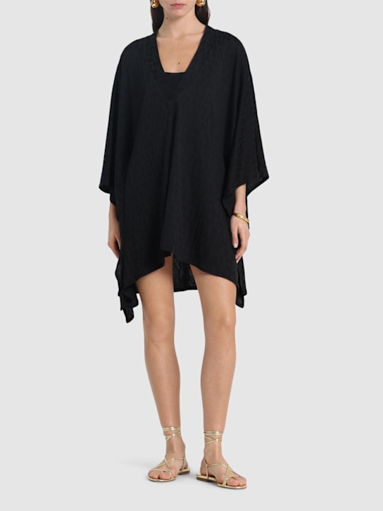 Balmain: Cotton blend jersey v-neck kaftan - women_1 | Luisa Via Roma