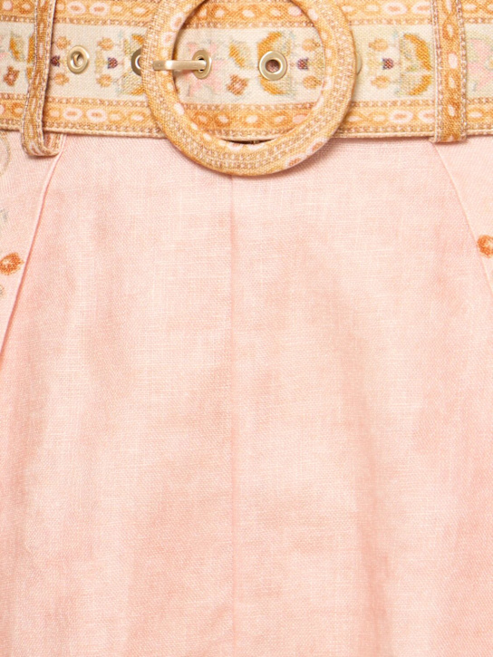 Zimmermann: Acacia亚麻短裤 - 奶油色/粉色 - women_4 | Luisa Via Roma