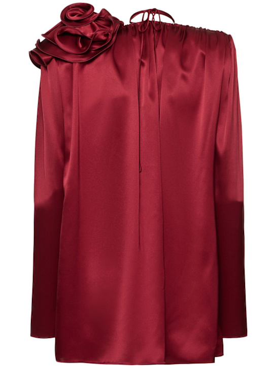 Magda Butrym: Satin blouse w/ rose detail - Bordeaux - women_3 | Luisa Via Roma