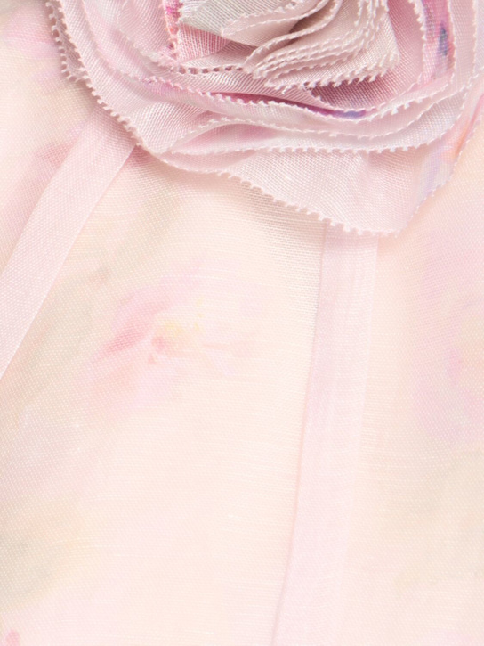 Zimmermann: Crush亚麻&真丝迷笛连衣裙 - 粉色/多色 - women_4 | Luisa Via Roma