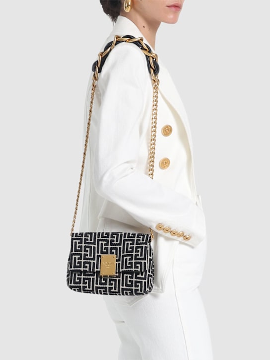 Balmain: Mini 1945 monogram jacquard bag - women_1 | Luisa Via Roma
