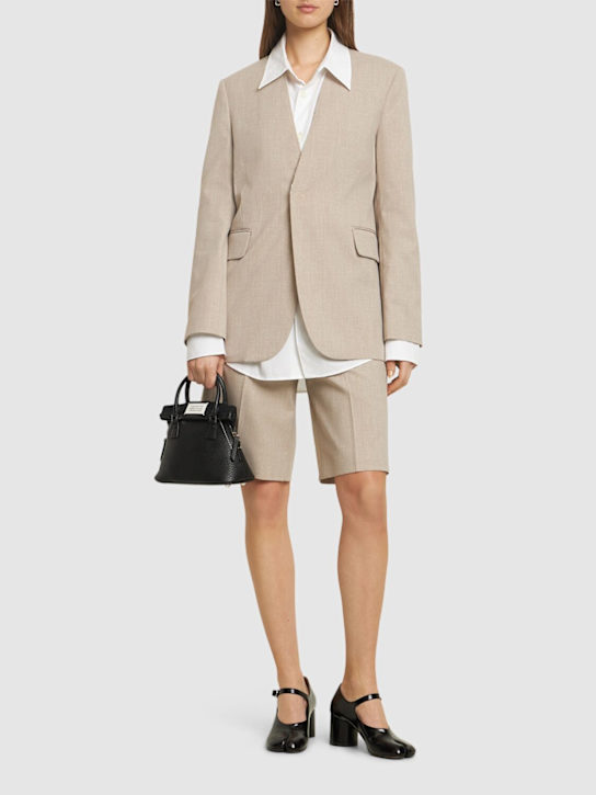 MM6 Maison Margiela: Tailored viscose blend blazer - Taupe - women_1 | Luisa Via Roma