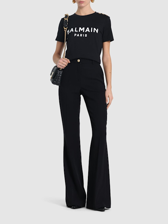 Balmain: Logo print cotton t-shirt - women_1 | Luisa Via Roma