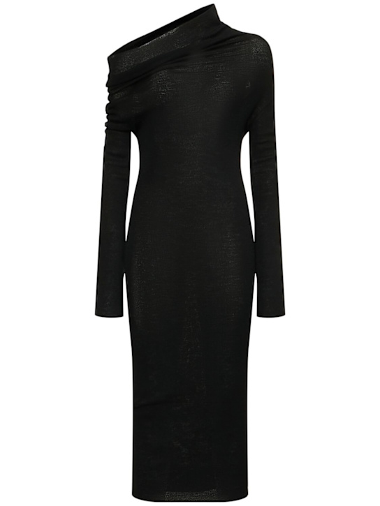 Ann Demeulemeester: Barbro针织羊毛迷笛连衣裙 - 黑色 - women_0 | Luisa Via Roma