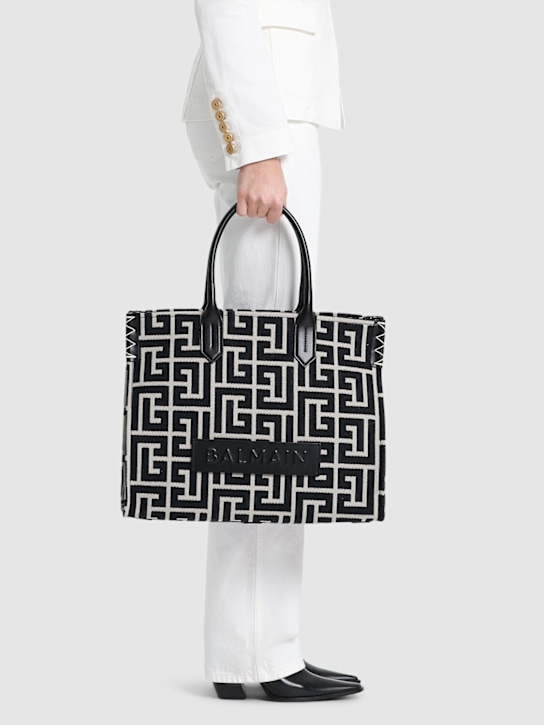 Balmain: B-Army Monogram キャンバストートバッグ - women_1 | Luisa Via Roma