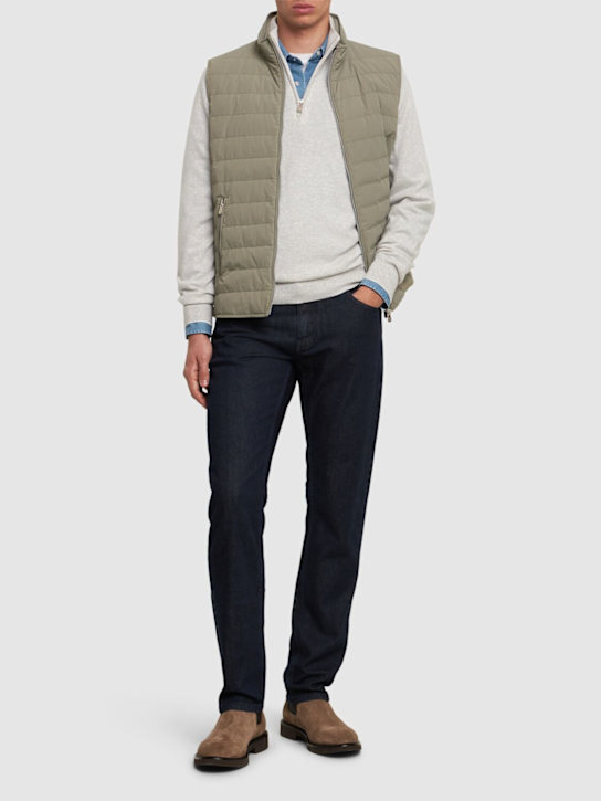 Brunello Cucinelli: Half zip cashmere turtleneck sweater - men_1 | Luisa Via Roma