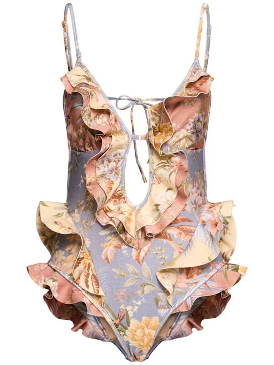 Zimmermann: Tallow Waterfall ruffled swimsuit - Multicolor - women_0 | Luisa Via Roma