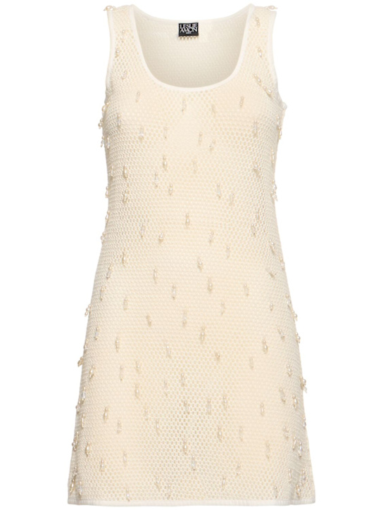 Leslie Amon: Honeycomb embroidered mini dress - women_0 | Luisa Via Roma