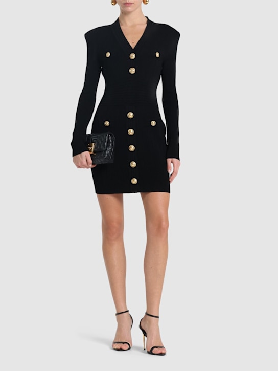 Balmain: ビスコースブレンドニットミニドレス - women_1 | Luisa Via Roma