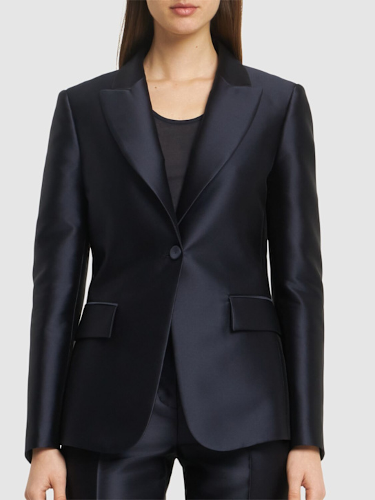 Alberta Ferretti: Mikado single breast blazer - Navy - women_2 | Luisa Via Roma