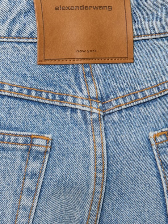 Alexander Wang: High rise denim shorts - Blue - women_4 | Luisa Via Roma