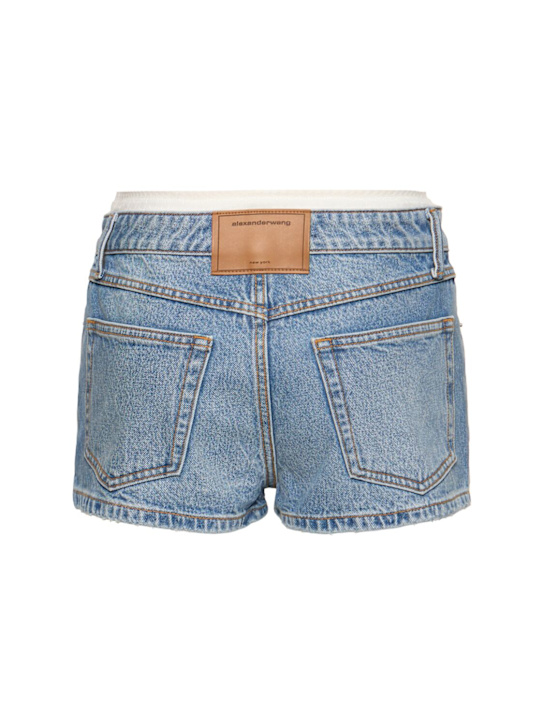 Alexander Wang: High rise denim shorts - Blue - women_3 | Luisa Via Roma