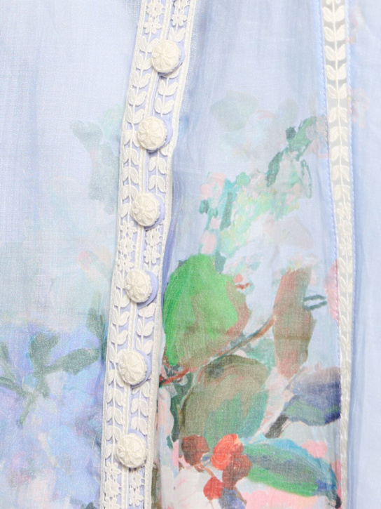Zimmermann: Everley printed poly & lace shirt - Blue/Multi - women_4 | Luisa Via Roma