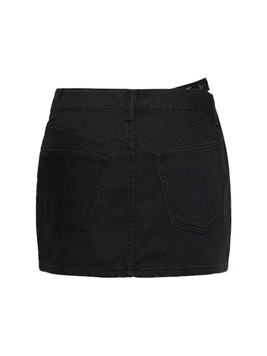Alexander Wang: Denim mini skirt w/ underwear detail - Black - women_3 | Luisa Via Roma