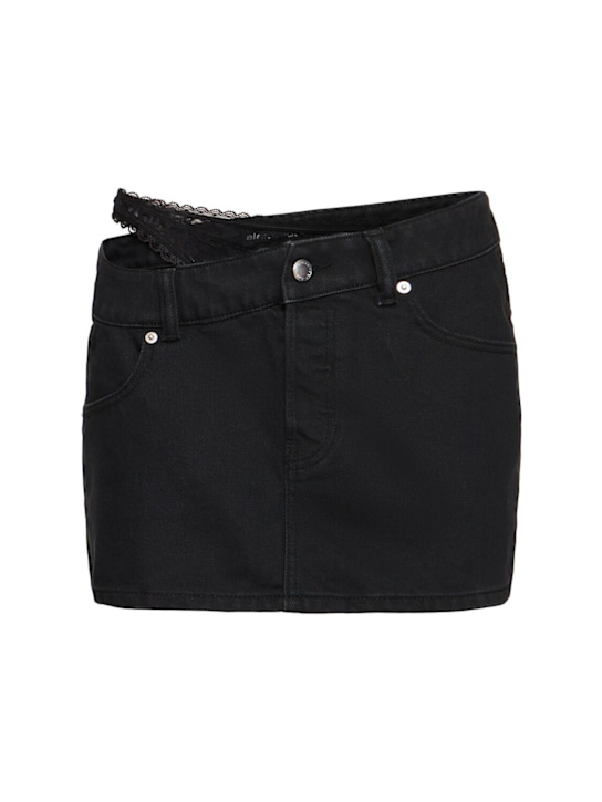 Alexander Wang: Denim mini skirt w/ underwear detail - Black - women_0 | Luisa Via Roma