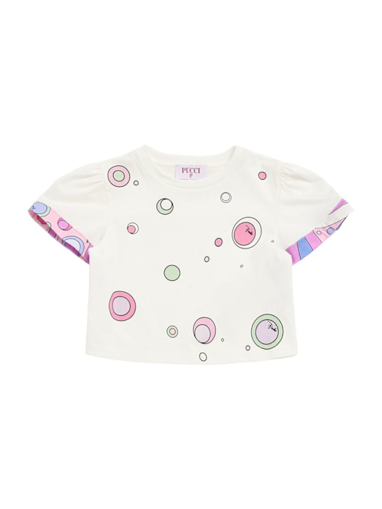 Pucci: T-shirt in jersey di cotone stampato - kids-girls_0 | Luisa Via Roma