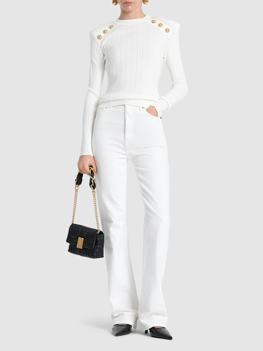 Balmain: Rib knit viscose sweater - women_1 | Luisa Via Roma