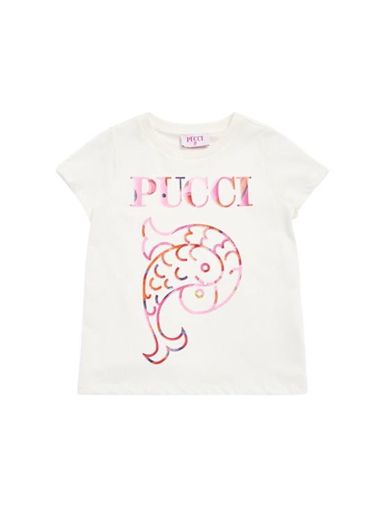 Pucci: T-shirt in jersey di cotone stampato - kids-girls_0 | Luisa Via Roma
