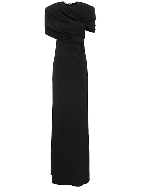 Stella McCartney: Draped jersey cape gown - Black - women_0 | Luisa Via Roma
