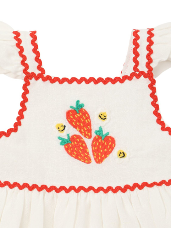 Stella McCartney Kids: Embroidered cotton & linen dress - Off-White - kids-girls_1 | Luisa Via Roma