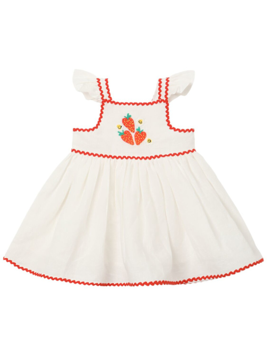 Stella McCartney Kids: Embroidered cotton & linen dress - Off-White - kids-girls_0 | Luisa Via Roma