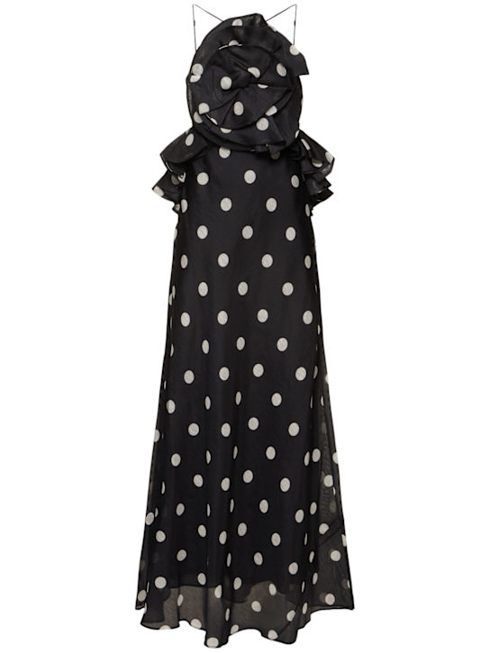 Zimmermann: Crush ruffled linen & silk maxi dress - women_0 | Luisa Via Roma