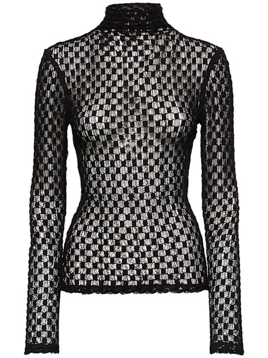 Geometrical lace long sleeves top